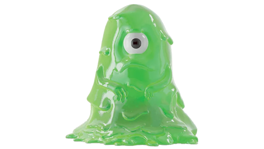 Un monstruo de limo verde de un solo ojo se utiliza para representar el biofilm.