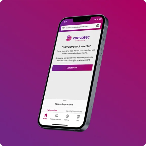 Access Convatec's Ostomy Care Apps anytime through the mobile app